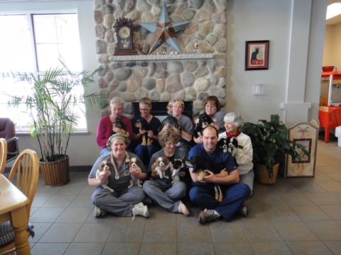 Veterinary Village team and puppies